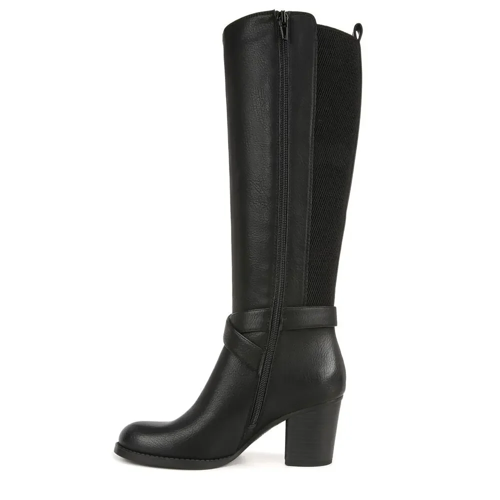 NATURALIZER SOUL TRIYA WOMENS BLACK WIDE CALF TALL BOOTS SIZE 8.5 W